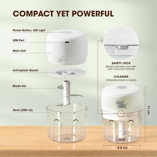 FOREVERKITCHEN Rechargeable Mini Electric Chopper with Food Grade