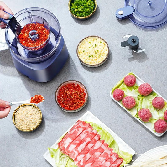 FOREVERKITCHEN Portable Food Processor Grinder with 4 Different Blades