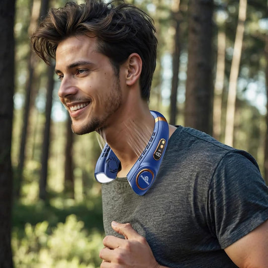 EVERAIRY Rechargeable Neck Fan 7Hrs Play 1200mAh USB Charging Battery Bladeless Neck Fan