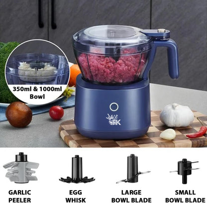 FOREVERKITCHEN Portable Food Processor Grinder with 4 Different Blades